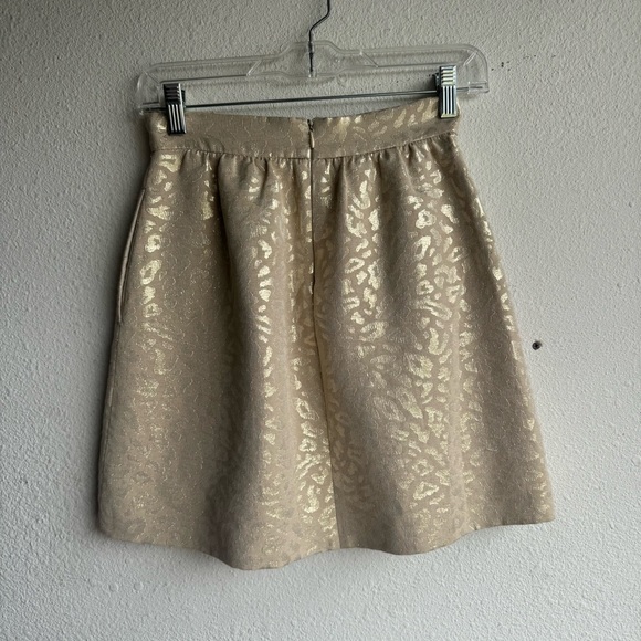 Sezane Jupe Alphonsine Golden Leopard Metallic Jacquard Mini Skirt size 2 - Picture 5 of 8